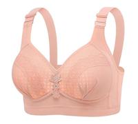 Set da scrivania sotto mano da donna, modello New Plus Size No Underwire Top Bra Thin Breathable Big Breasts to Show Small Beauty Back Four Bra Body Guainant con telaio, Pasteca Rosso, B