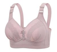 Set da scrivania sotto mano da donna, modello New Plus Size No Underwire Top Bra Thin Breathable Big Breasts to Show Small Beauty Back Four Bra Body Guainant con telaio, grigio, E