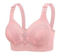 Set da scrivania sotto mano da donna, modello New Plus Size No Underwire Top Bra Thin Breathable Big Breasts to Show Small Beauty Back Four Bra Body Guainant con telaio, Rosa, DD