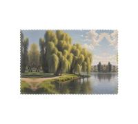 Set da sei pezzi di tovagliette resistenti all'olio e termoisolanti WZYWHJ Willow trees by the lake Printed piatti da pranzo