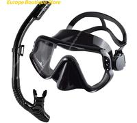 Set da snorkeling asciutto Maschera da sub per adulti Vetro temperato Attrezzatura da snorkeling panoramica professionale Kit da snorkeling per allenamento per il nuoto BlackWhite