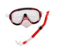 Set da snorkeling, maschera subacquea, occhialini da nuoto e da immersione, per subacquei, colore rosso trasparente, 18,5 x 20,5 x 7 cm
