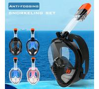 Set da snorkeling nuovo di zecca del marchio 2025, maschera per immersioni in apnea di tipo asciutto a campo visivo ampio di 180°, impermeabile Bianco blu S/M,Bianco blu L/XL,Nero blu S/M,Blu scuro L/