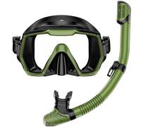 Set da snorkeling per adulti, anti-perdite e anti-appannamento, lente in vetro temperato, vista panoramica, maschera da nuoto Dry Top, kit per snorkeling, immersioni, nuoto, viaggi, con borsa per il