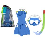 Set da snorkeling per bambini con maschera blu, pinne e boccaglio