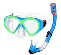 Set da snorkeling per bambini, con top asciutto, per bambini e bambine, età 5-15 anni, anti-appannamento, anti-perdite, maschera per immersioni subacquee, occhialini da nuoto con copertura per il naso