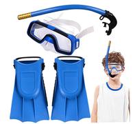 Set da snorkeling per bambini, regolabile, ergonomico, antiscivolo, set da snorkeling ad alta trasparenza, delicato sulla pelle, per bambini, include occhiali da sub, pinne da nuoto e tubo.
