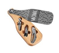 Set da Sommelier per Degustazione Vini - Apribottiglie, Versatore e Tappo - Perfetto per Appassionati di Vino - Idea Regalo per Sommelier - 28x10x3 cm, Marrone e Bianco