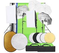 Set da studio fotografico con illuminazione, sfondo e riflettore 70 x 50 cm, softbox 5500 K, lampade a LED per luce diurna, 5 sfondi colorati, riflettore 5 in 1, treppiedi