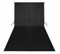Set da studio fotografico con sfondo nero 600 × 300 cm, sistema di sfondo in alluminio, 2 luci diurne da 24 Watt, 2 paralumi bianchi, treppiedi regolabili 78-230 cm