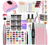 Set da studio per unghie completo con lampada UV e fresa per unghie, set per unghie acriliche con 12 polveri acriliche, liquido e accessori, set professionale per unghie gel fai da te a casa
