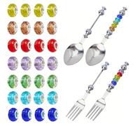 Set da tavola con perline intercambiabili in acciaio inox, cucchiai, forchette e forchette per eventi speciali