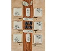 Set da tavola da 14 pezzi, motivo: albero dei desideri, piatti lavabili in lavastoviglie e adatti al microonde, design turco fatto a mano, stoviglie in ceramica, set di ciotole per pasta di lusso