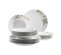 Set da tavola per 4 persone con decorazione floreale dettagliata, servizio da 18 pezzi con piatto piano, fondo e dessert