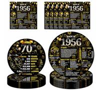 Set da tavola per 70° compleanno, 72 pezzi, piatti di carta, tovaglioli di buon compleanno, 70° compleanno, decorazione per la tavola usa e getta, per donne, uomini, 70 anni, festa di compleanno per