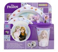 Set da tavola per bambini, riutilizzabile, adatto al microonde, composto da bicchiere, piatto, ciotola e posate di Frozen