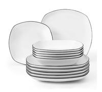 Set Da Tavola Seltmann Weiden Lido Black Line 12 Pezzi Quadrato