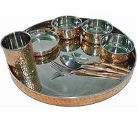 Set da tavola Thali, ciotole, piatto halwa, cucchiaio, forchetta, vetro, stile tradizionale, 9 pezzi, diametro Thali 33 cm