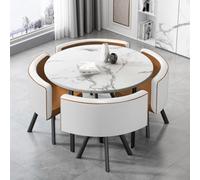 Set da tavolo da pranzo per cucina piccola, set da tavolo da pranzo da 5 pezzi con piano in finto marmo e 4 sedie in pelle, design salvaspazio per piccole cucine e zone caffè, mobili elegant