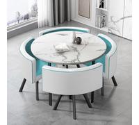 Set da tavolo da pranzo per cucina piccola, set da tavolo da pranzo da 5 pezzi con piano in finto marmo e 4 sedie in pelle. Design salvaspazio per piccole cucine e zone caffè. Mobili elegant