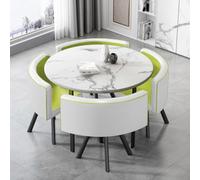 Set da tavolo da pranzo piccolo, set da tavolo da pranzo da 5 pezzi con piano in finto marmo e 4 sedie in pelle, design salvaspazio per piccoli spazi, ideale per caffè, cucina e sala da pran