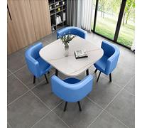 Set Da Tavolo Da Pranzo Rotondo per 4 Persone con Piano In Marmo E Sedie, Set Da Reception per Ufficio, Soggiorno