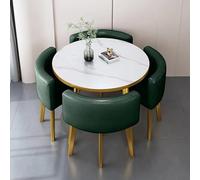 Set Da Tavolo Da Pranzo Rotondo per 4 Persone con Piano In Marmo E Sedie, Set Da Reception per Ufficio, Soggiorno