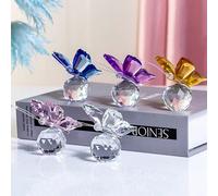 Set da tavolo decorativo con farfalla in cristallo e piccoli animali, include farfalla in cristallo bianco + acchiappasole a forma di luna e sole (adatto come regalo per) amici, sorelle, figlie, madri