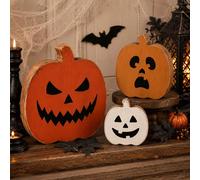 Set da tavolo in legno rustico a forma di zucca da 3 pezzi - Decorazione per la casa in stile classico fattoria per tavoli da pranzo, ingressi, soggiorni, cucine, vassoi a più livelli e scaffali - Per
