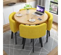 Set da Tavolo Rotondo da Cucina per 4 Persone, Set da Tavolo per Reception e Trattative, Scrivania per Ufficio e Conferenze, Scrivania da Pranzo per Balcone, Biblioteca, Lounge e Caffetteria(Yellow)