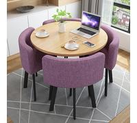 Set da Tavolo Rotondo da Cucina per 4 Persone, Set da Tavolo per Reception e Trattative, Scrivania per Ufficio e Conferenze, Scrivania da Pranzo per Balcone, Biblioteca, Lounge e Caffetteria(Purple)