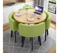 Set da Tavolo Rotondo da Cucina per 4 Persone, Set da Tavolo per Reception e Trattative, Scrivania per Ufficio e Conferenze, Scrivania da Pranzo per Balcone, Biblioteca, Lounge e Caffetteria(Green)