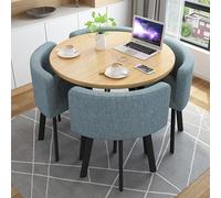 Set da Tavolo Rotondo da Cucina per 4 Persone, Set da Tavolo per Reception e Trattative, Scrivania per Ufficio e Conferenze, Scrivania da Pranzo per Balcone, Biblioteca, Lounge e Caffetteria(Blue)