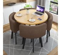 Set da Tavolo Rotondo da Cucina per 4 Persone, Set da Tavolo per Reception e Trattative, Scrivania per Ufficio e Conferenze, Scrivania da Pranzo per Balcone, Biblioteca, Lounge e Caffetteria(Brown)