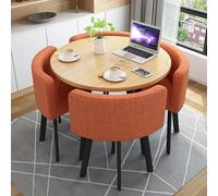 Set da Tavolo Rotondo da Cucina per 4 Persone, Set da Tavolo per Reception e Trattative, Scrivania per Ufficio e Conferenze, Scrivania da Pranzo per Balcone, Biblioteca, Lounge e Caffetteria(Orange)