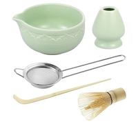 Set da tè 5 pezzi, set Chasen, frusta, supporto, ciotola for matcha for principianti, kit for Matcha Set(Green)