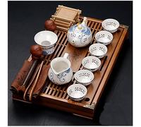 Set da tè cinese Gongfu, teiera in ceramica con tazze e piattino, include statua di Buddha, set completo per la preparazione del tè per la casa e le cerimonie del tè