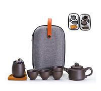 Set da tè cinese Kung Fu teiera in ceramica portatile fatta a mano viola argilla teiera teiera tutto in un sacchetto regalo per adulti (viola argilla drago tè set)