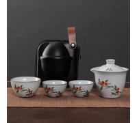 set da tè cinese, tazza da tè in ceramica cinese, Ruyao Kuaike Tazza In Ceramica Una Pentola Tre Tazze Montato Su Auto All'aperto Disegnato A Mano Semplice Borsa Portatile Da Viaggio Kung Fu Set da Tè