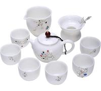 Set da tè con teiera Jade Kung Fu Classica Teiera Tazza da tè Teiera con intarsi in Argento Set da tè con Scatola Regalo per 6 Persone per la casa