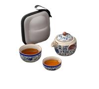 Set da tè da viaggio all'aperto Set da tè viaggio blu e bianco, set portatile Quick Cup, Kung Fu, borsa portaoggetti, pentola for bevande campeggio all'aperto(A Set)