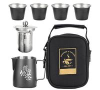 Set da tè da viaggio con, set da tè | Set di tazze da in acciaio inossidabile con teiera - Borsa da viaggio portatile, set da Kung Fu per gli amanti del e del caffè, viaggi, casa, attività a