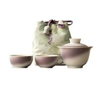 Set da tè da viaggio in ceramica per una persona singola, tazza Kuaike, una pentola, due tazze, set da tè Kung Fu per la casa da donna (viola)