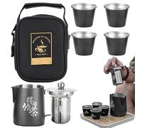 Set da tè da viaggio, set da tè cinese - Set di tazze da in acciaio inossidabile con teiera,Borsa da viaggio portatile, set da Kung Fu per gli amanti del e del caffè, viaggi, casa, attività a