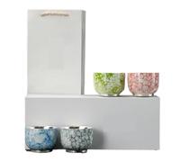 Set da tè Four Seasons - 4 tazze da degustazione e annusamento in argento dorato, stile antico(C 4pc silver Set)