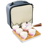 Set da tè giapponese, Set da teiera, Porcellana giapponese con macchina per la rotazione a 360° e infusore, Viaggio portatile con manico antiscottatura per la casa, Regalo, Stile ufficio 1