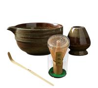 Set da tè giapponese - Set di 4 fruste Matcha | Kit per la preparazione del tè con ciotola da 500 ml | Frusta Matcha/paletta e supporto per frusta | Kit per cerimonia del tè Matcha