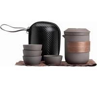 Set da tè Giapponesi da Viaggio con Teiera Teiera Fatta A Mano in Argilla, 1 Pentola 4 Tazze, Buoni Regali Giapponesi, Purple Sand, 200ml