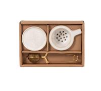 Set da tè in ceramica bianca