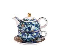Set da tè in ceramica for una persona da 480 ml, placcato oro, teiera, tazza, piattino, bollitore for caffè alla lavanda, tazza, set for il tè pomeridiano(Blue Flower)